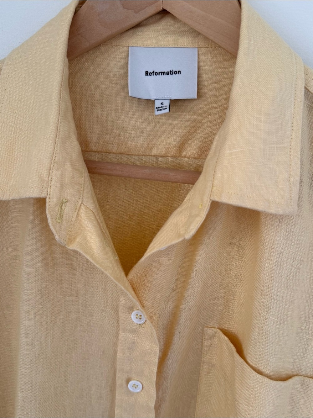 Reformation Eli Oversized Linen Shirt S Parmesan - Picture 6 of 7